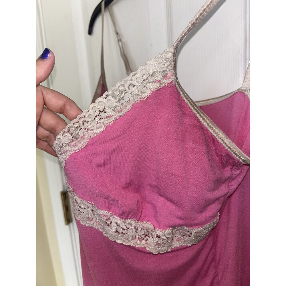 Y2K Victoria’s Secret Pink Lace Trim Babydoll Cami Coquette M Fairy Stretch - Picture 4 of 9